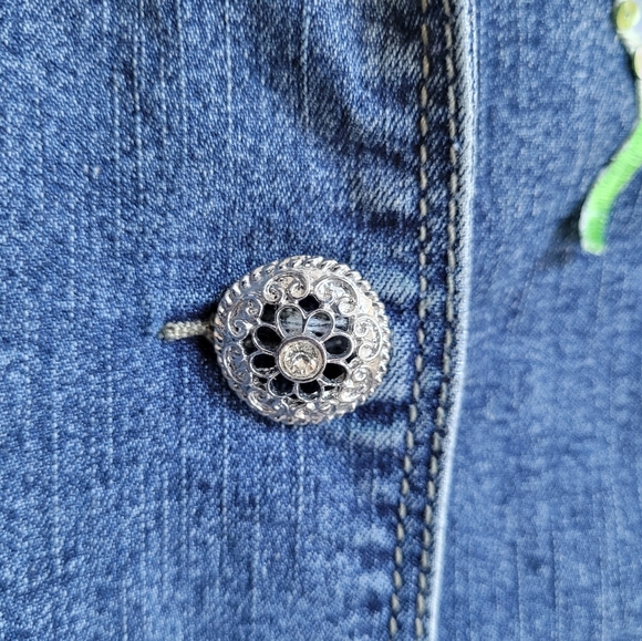 Jean Jacket with Floral Embroidery & Sequins - Picture 2 of 6